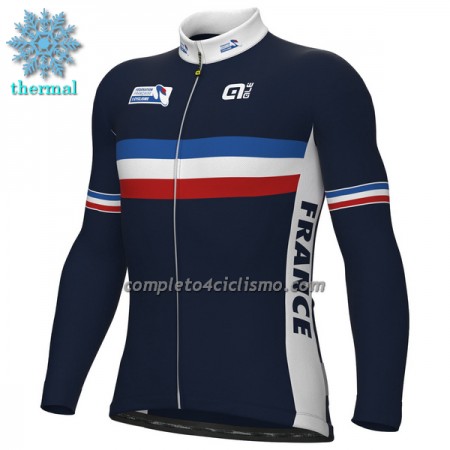 Maglia 2022 Nazionale Francia Manica Lunga Winter Invernale Blu